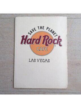 Vintage 1991 Hard Rock Cafe Drink & Souvenir Items Menu Las Vegas Nevada 6.75x5
